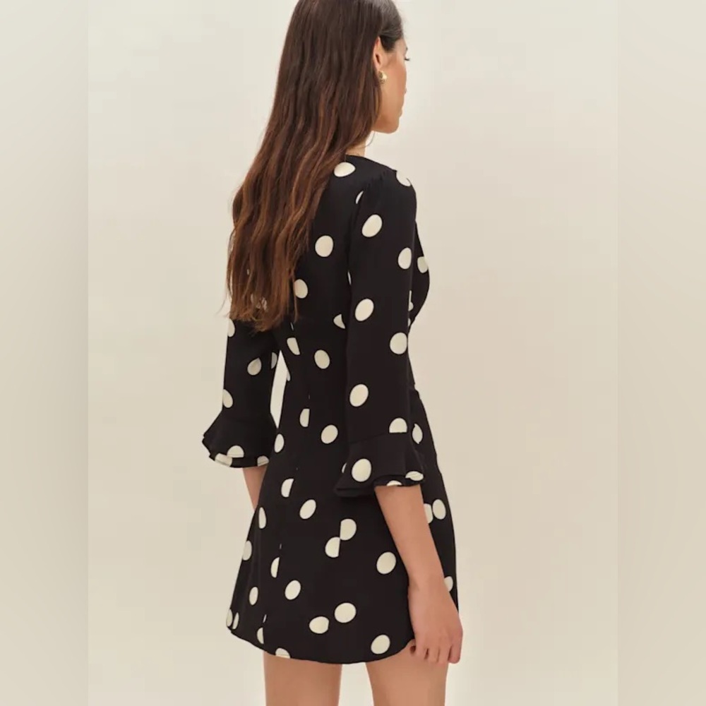 ❤️‍🔥BOGO free Reformation Chic Black Polka Dot Vintage Scarf Sheath Shift Dress